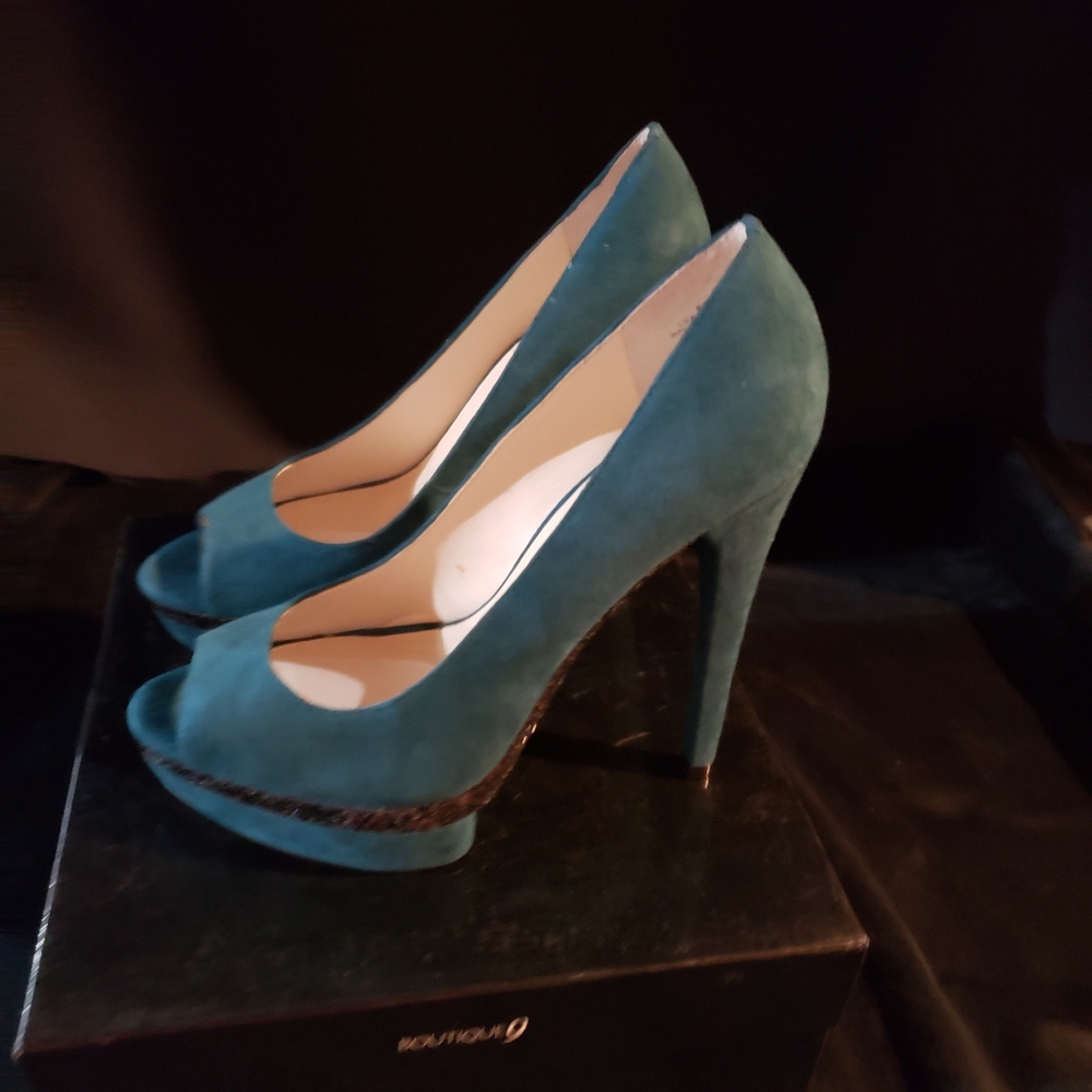 Emerald Suede with Glitter Heels